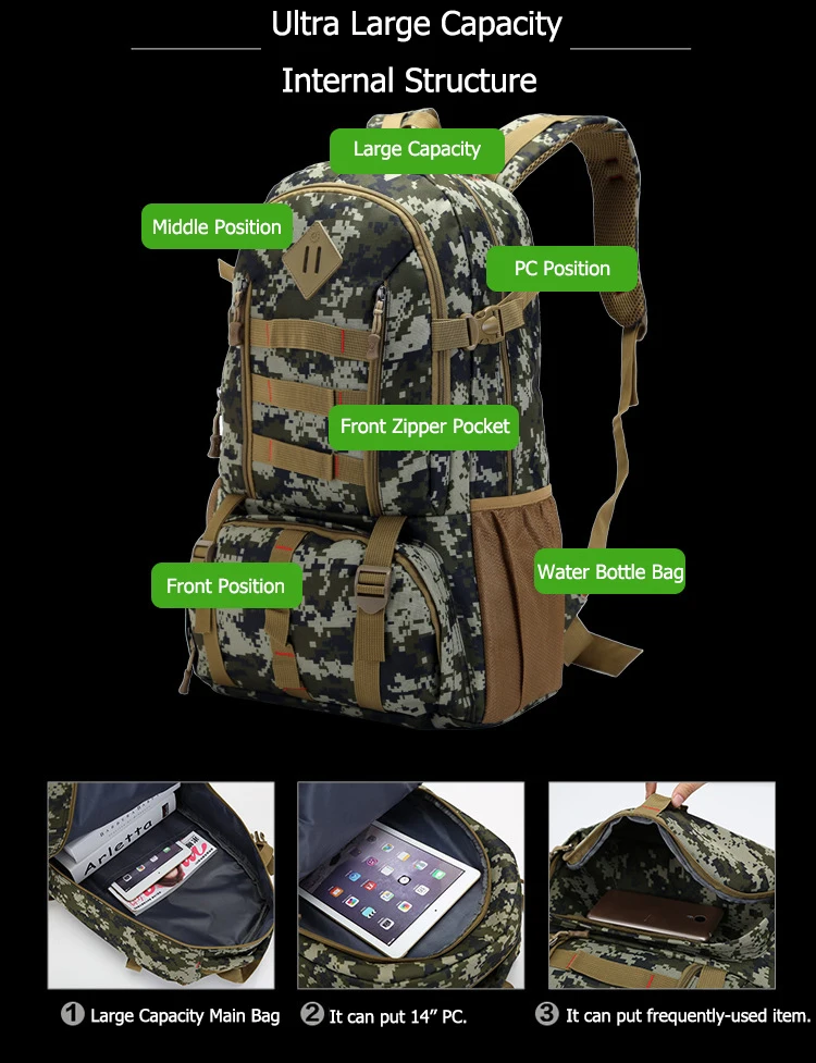 Quente de Alta Molle à Prova Mochila do Exército Bolsa de Esportes Qualidade Grande Dwaterproof Água Militar Tático Mochila Caça Caminhadas Acampamento 50l 6 caça caminhadas acampamento mochila do exército saco de esportes