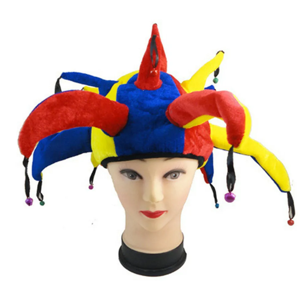 Funny Halloween Masquerade Colorful Decoration Cosplay Clown Hat +Red Nose Adult Child Carnival