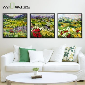 

The frog into the nature of modern minimalist landscape wall hanging wall mural triple frame living room decorative painting AP1