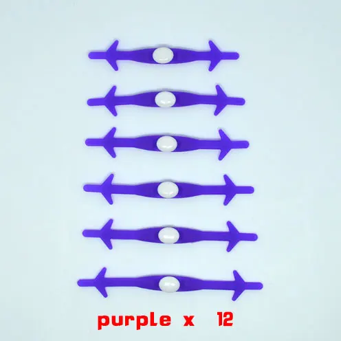 12 unids/комплект обувь без застежки Шнурки Черный обувь для мужчин и женщин Эластичные стяжки шнурки белые спортивные кружева спортивный шнурки цвет шнурки - Цвет: Фиолетовый