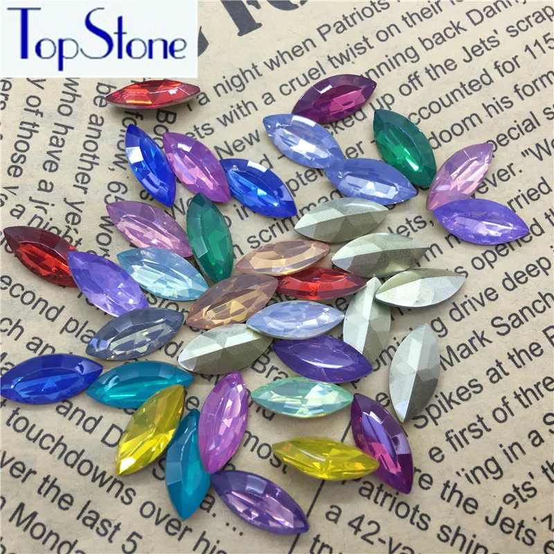TopStone 5x10 7x15 мм Navette Смола опал Стразы заостренный обратно конский глаз Одежда