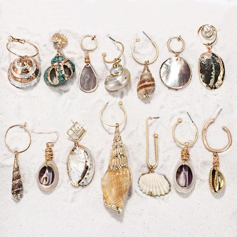 

2019 Women Earrings Boho Irregular Natural Seashell Conch Dangle Drop Earrings Beach Fashion Jewelry ASccessories