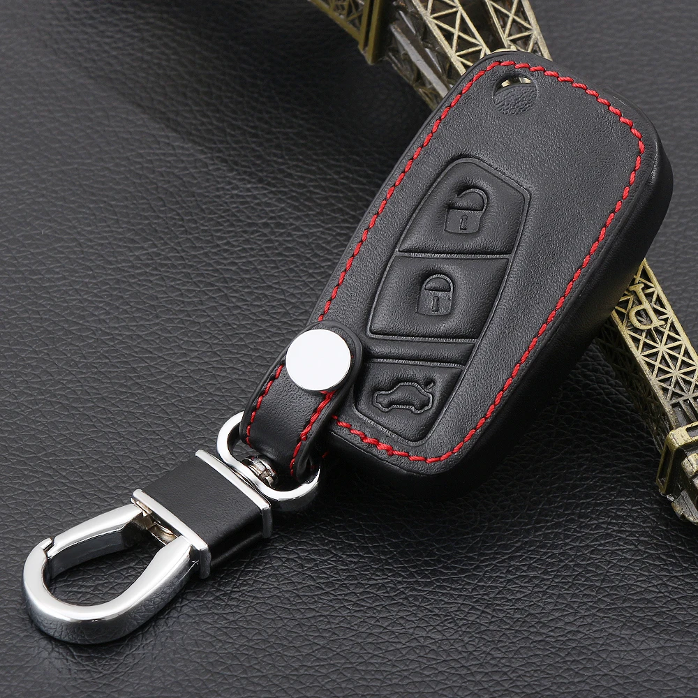 

VCiiC Genuine Leather Flip Key Set Cover Case fob protection For FIAT Panda Stilo Punto Doblo Grande Bravo 500 Ducato Minibus