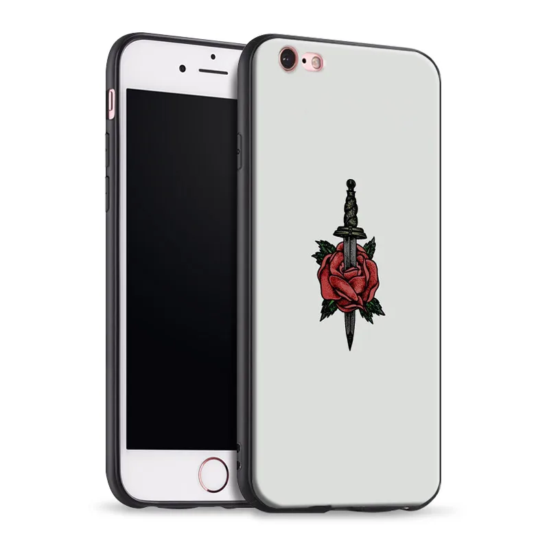 

Sword Rose aesthetic coque tpu Soft Silicone Phone Case Cover Shell For Apple iPhone 5 5s Se 6 6s 7 8 Plus X XR XS MAX