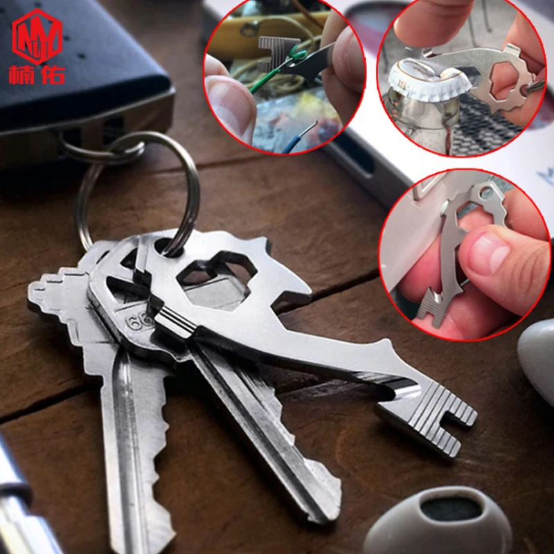 

1PC 20-in-1 Multifunction Portable Practical Key Ring EDC Pocket Tool Keychain Pendant Opener Screwdriver Wrench Kit