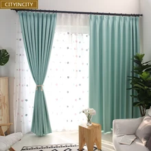 CITYINCITY Solid Blackout Curtains For Bedroom Faux linen Darpes Modern thick Curtain for Livingroom Window ready made curtain