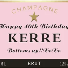 10 единиц на заказ Персонализированная розовая бутылка шампанского этикетка на день рождения, свадьба, Рождество любой случай