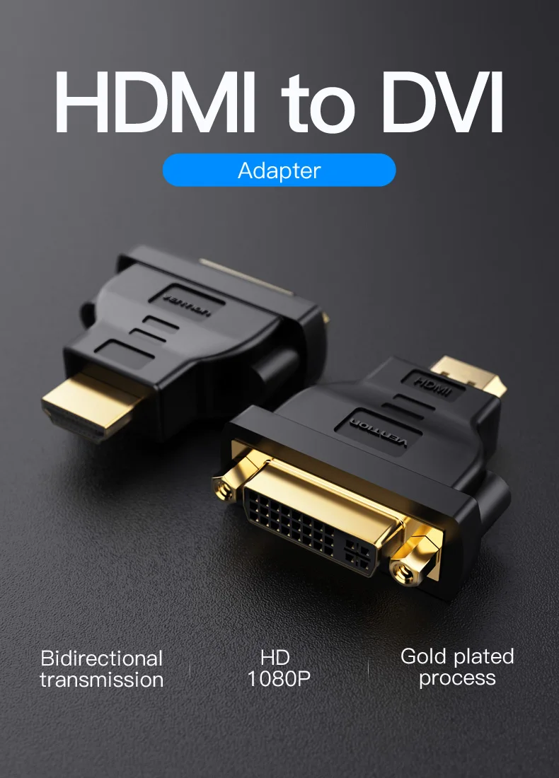 Vention HDMI DVI адаптер 1080P HD ТВ конвертер мужчин и женщин двунаправленный HDMI к DVI разъем для ПК PS3 проектор ТВ 24+ 5