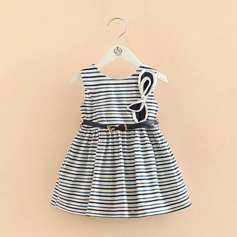 

2018 Summer 3-12 Years Children Birthday Stripe Princess Bow Lined Kids Party Dance Prom Little Girls Dresses Age 10 With Belt