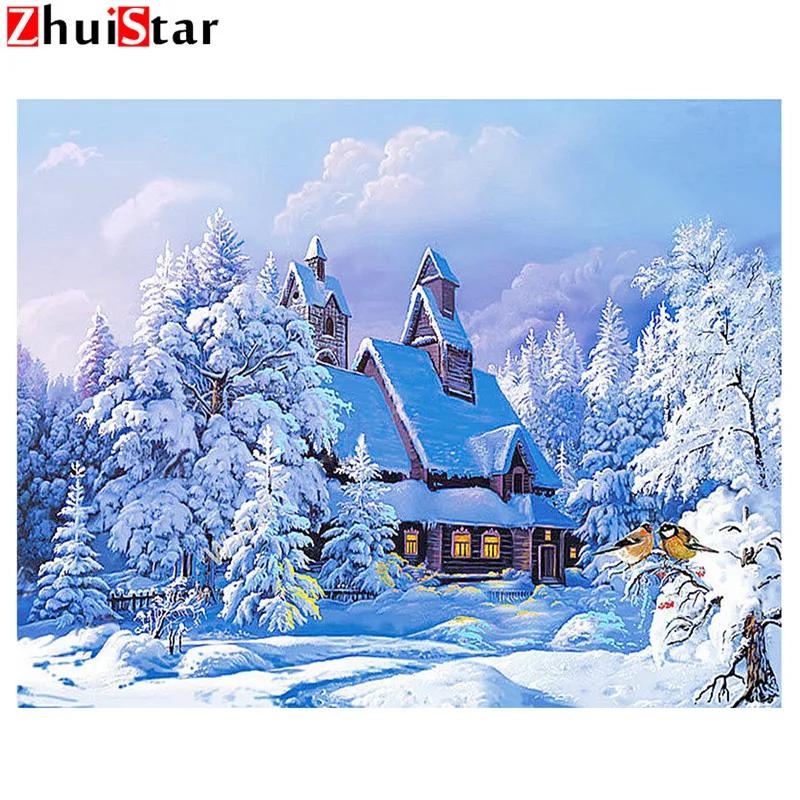 

5D DIY Diamond Painting Scenic Diamond Embroidery Winter Snow Full Square Rhinestones Embroidery Home Decor Diamonds Mosaic BK
