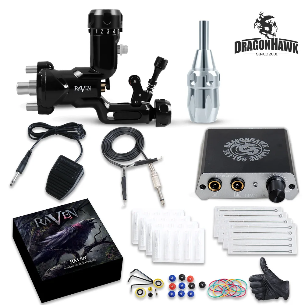 

TOP Tattoo kit Airfoil Rotary Machine Gun Power Supply Needles Tip Grip