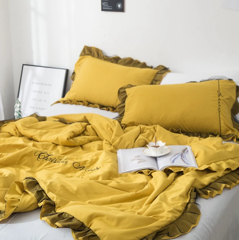 Высококачественное роскошное стеганое одеяло с вышивкой, наволочка, постельные принадлежности, воздухопроницаемые летние одеяла для взрослых и детей# sw