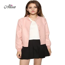 Кожаные куртки для Для женщин Демисезонный с длинным рукавом О-образным вырезом черный Однобортный свободные Moto женский панк кожаная куртка