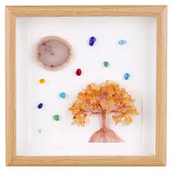 TUMBEELLUWA 8.8'' Natural Onyx Slice/Crystal Money Tree Framed,Gem stone Interspersed,Wall Decor Living Room Art Home Decoration TUMBEELLUWA 8.8'' Natural Onyx Slice/Crystal Money Tree Framed,Gem stone Interspersed,Wall Decor Living Room Art Home Decoration