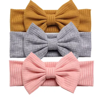 

Newborn Baby Girls Bow knot Headbands 2019 Girls Childs Toddler Soft Cotton Ribbed Turban Head Wrap Birthday Gifts