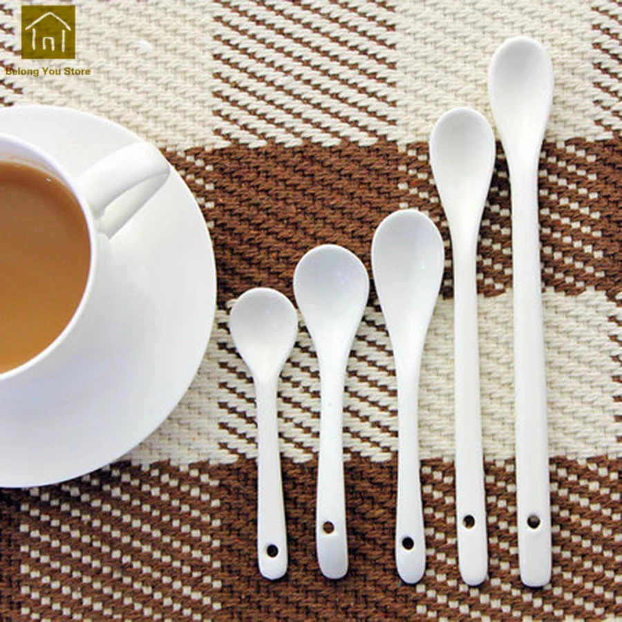 Hotel Luxury Small Teaspoon Mini Ceramic Coffee Spoons Scoop Camping