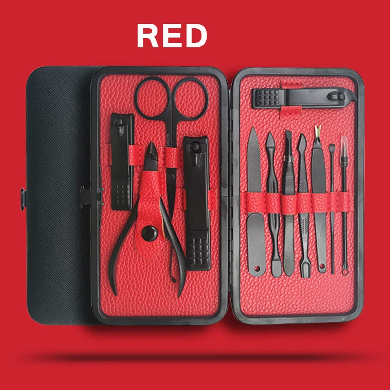Arquivo de Unha Kit para Rosto Brainbow Unha Manicure Ferramentas Conjunto Toe Cutícula Pusher Maquiagem Tesoura Clipper Pedicure Conjuntos 12in1 12 High Quality Beleza e saúde