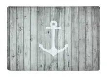 Floor Mat Vintage White Nautical Anchor on Gray Wood Print Non slip Rugs Carpets alfombra For