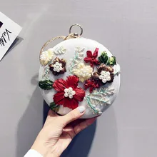 Женские вечерние клатчи ручной работы с круглыми аппликациями, украшенные цветами, 18 см