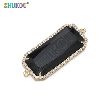 

17*40mm Micro Paved Zircon Rectangle Shape Connectors for Diy Jewelry Findings Making, Hole: 1mm, Model: VS286B
