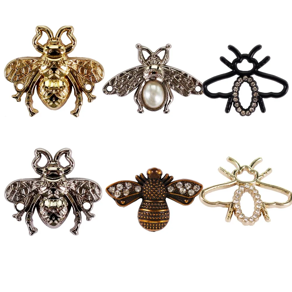 

30 pieces Vintage Metal Crystal Bee Rivets Buckles Charm for Brooches Handbag Decorated Badges Craft