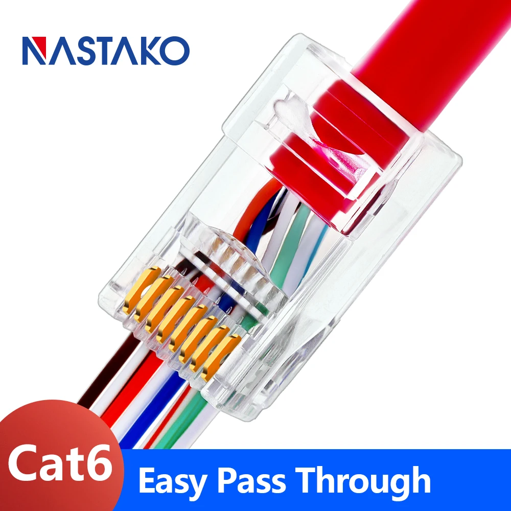 Lot 10 Pcs EZ RJ45 8P8C Cat5e Pass Through Shielded Modular Connector Cable Plug