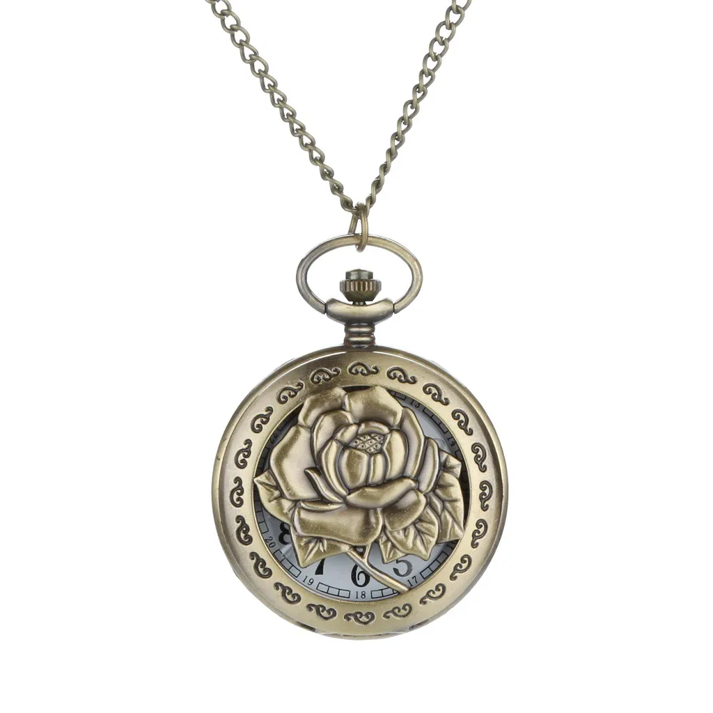 Ностальгический классический персональный узор стимпанк Винтаж кварцевые римские цифры полые карманные часы подарок дропшиппинг
