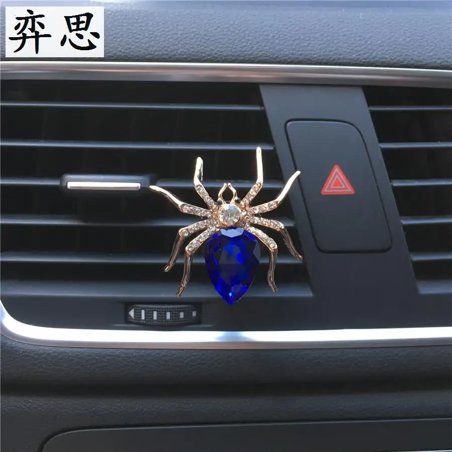 

Exquisite metallic Crystal Spider shapes Ladies car perfume Nice metal spider car air freshener conditioner decorative perfume