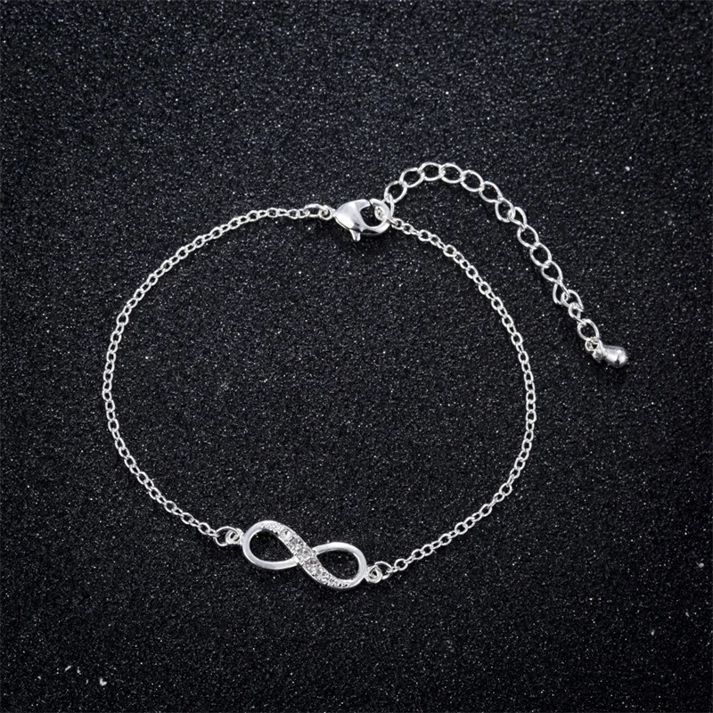 

2019 New Fashion Infinity Bracelet for Women with Crystal Stones Bracelet Infinity Number 8 Chain Bracelets bileklik