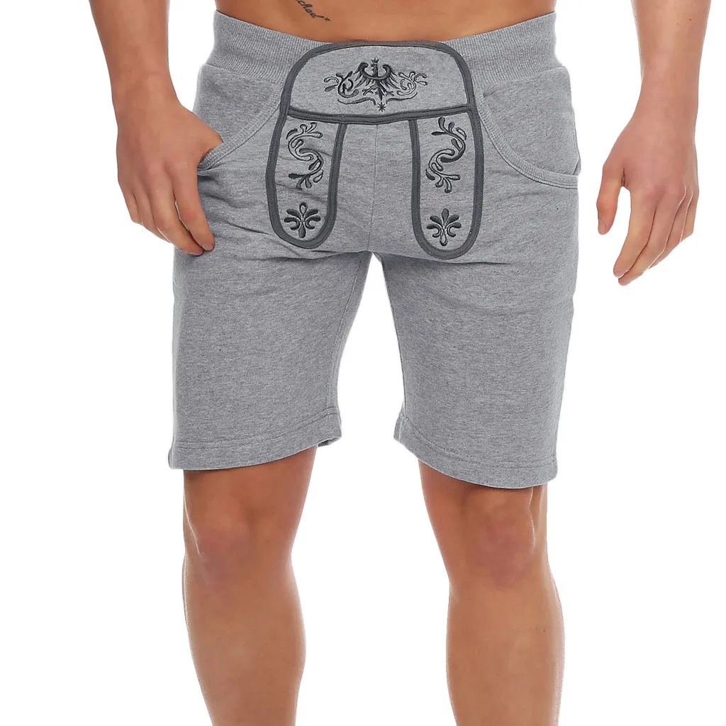 Серый feitong summer solid casual shorts Men's Elastic Waistband Leisure Printing Expansion Sports Household Trousers#g35 - Цвет: Серый