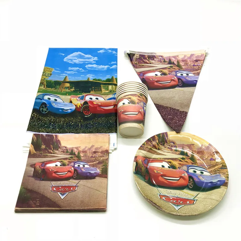 

Hot Sale Disney Cars 81Pcs Cup Plate Napkin Flag Family Party Kid Birthday Lightning McQueen Banner Tablecover Decoration Supply