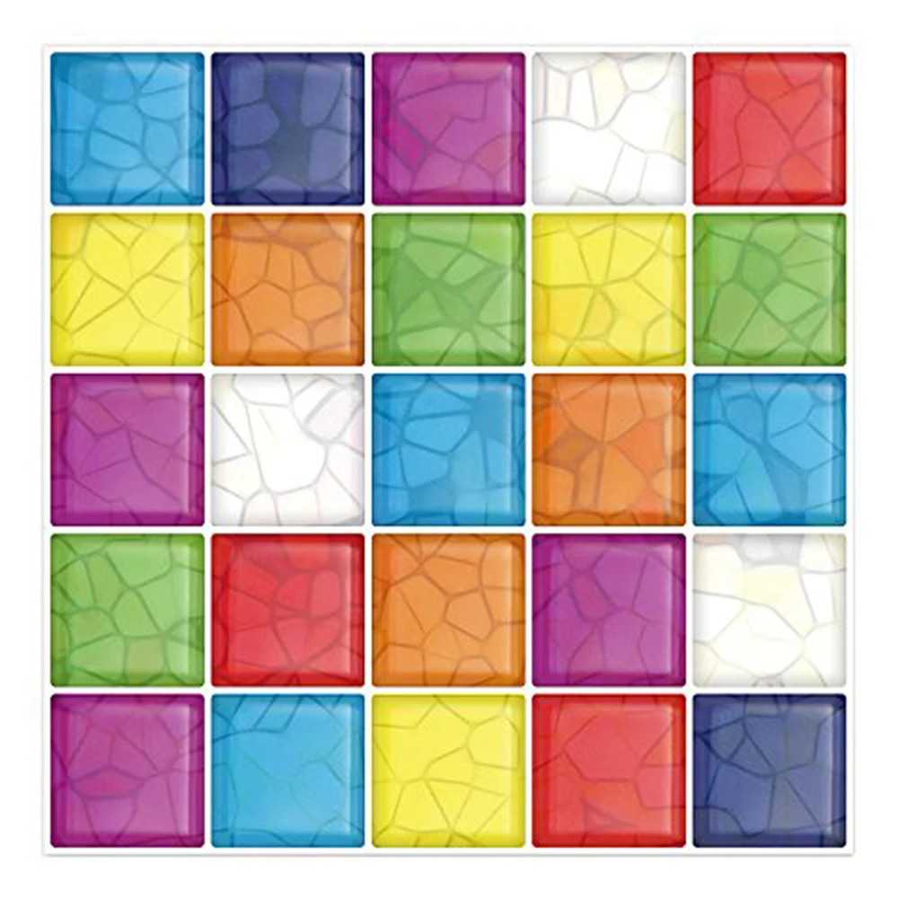 Pack of 6 Cocotik High Quality 10x10 Anti-Mold Peel and Stick 3D Wall Tile in Colorful 