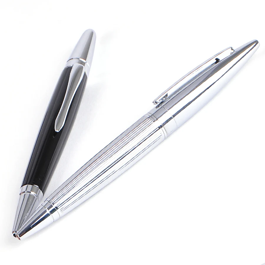 1pc/lot Duke Full Metal Smooth Black/Silver Ballpoint Pen Black Ink Student Writing Pens School Office Stationery Supplies
