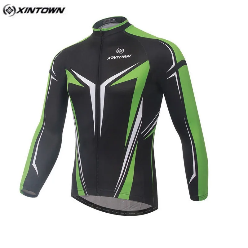 

Popular XINTOWN Bike Long jersey Green Black MTB Team Cycling clothing Riding Bicycle Top Wear Men Maillot Long Sleeve Shirts