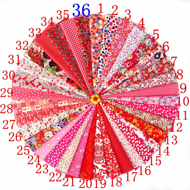 

Cotton Fabric Patchwork For Sewing Scrapbooking Red Series Tissu Floral Fabric for Tablecloth Textile Needlework Scraps 20X30cm