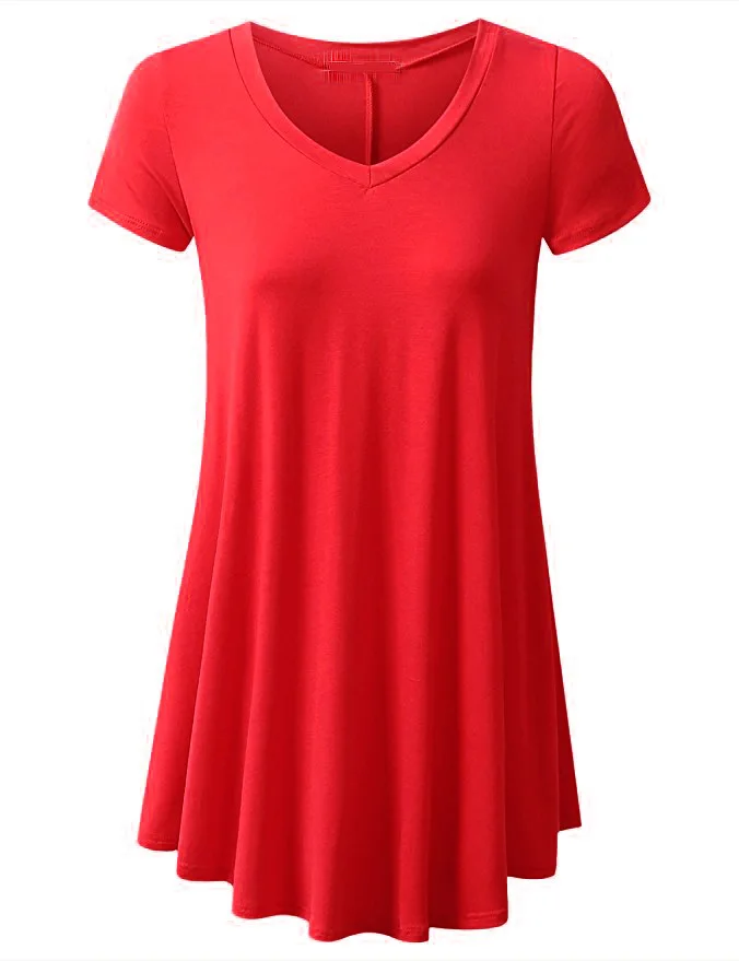  Zmvkgsoa 11 Color Cotton T-shirt Plain Simple V-Neck Short Sleeve Plus Size T Shirt For Women Top F