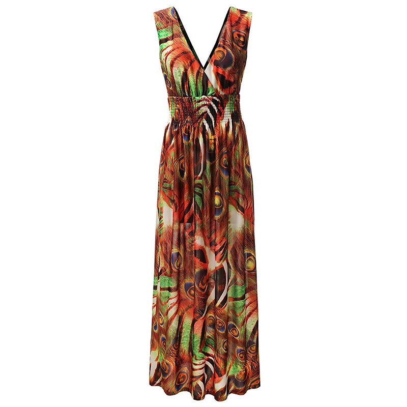 Jurken 2017 zomer dames Women Summer Long Mxi Dress Sexy V Neck Open Back Sleeveless Plus
