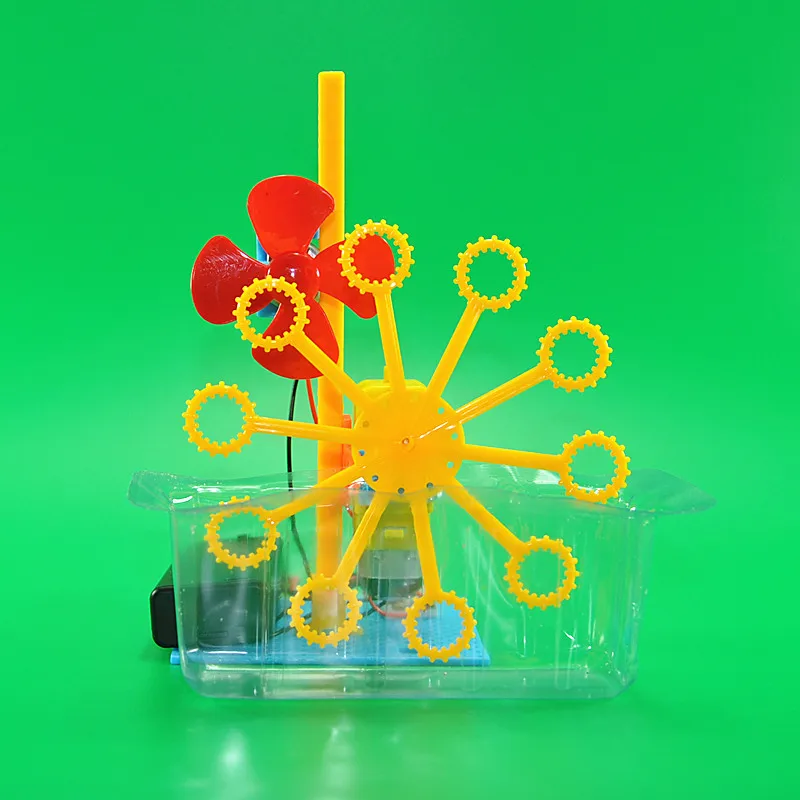 Bubble Machine Electric DIY Kids Toy Science Kit Manual Assembly Water Blowing