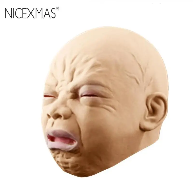 

NICEXMAS Crying Baby Latex Mask Halloween Carnaval Easter Party Costume Human Face Rubber Full Face Masks For Cosplay Halloween