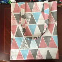 YILE из хлопка и льна хозяйственная сумка на плечо сумка Eco принт в виде геометрических фигур Треугольники L17219-3