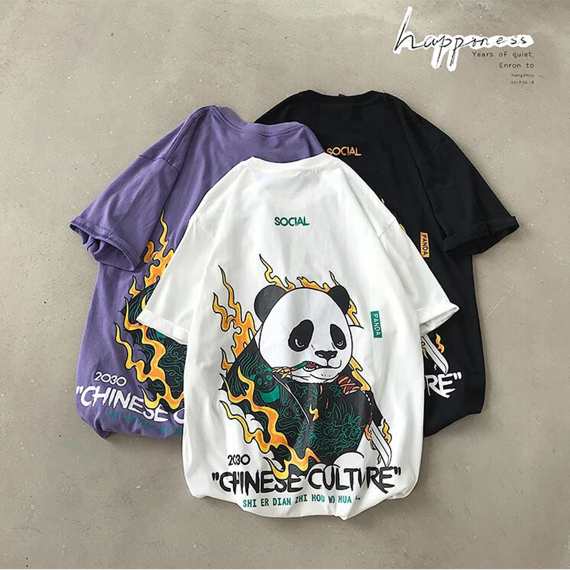 Camisetas de hombre moda Animal panda estampado Hipster divertida camiseta hombres verano casual calle Hip-Hop Camiseta... | Мужская