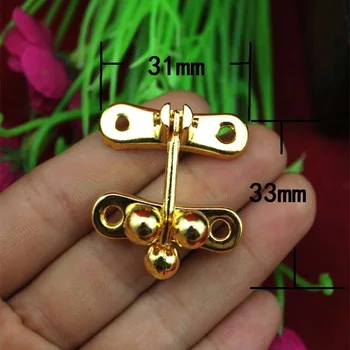 

20PCS 31x33mm Antique Zinc Alloy Decors Jewelry Trinket Wooden Box Hasps Clasps Latches Hooks Beads Toggle Golden