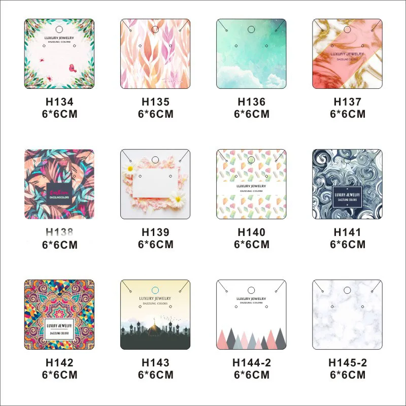 

100pcs 6*6 cm Jewelry Card Tag Printed Colorful Earring Necklace Display Cards Earrings Tags Packing Card Accessory Customize