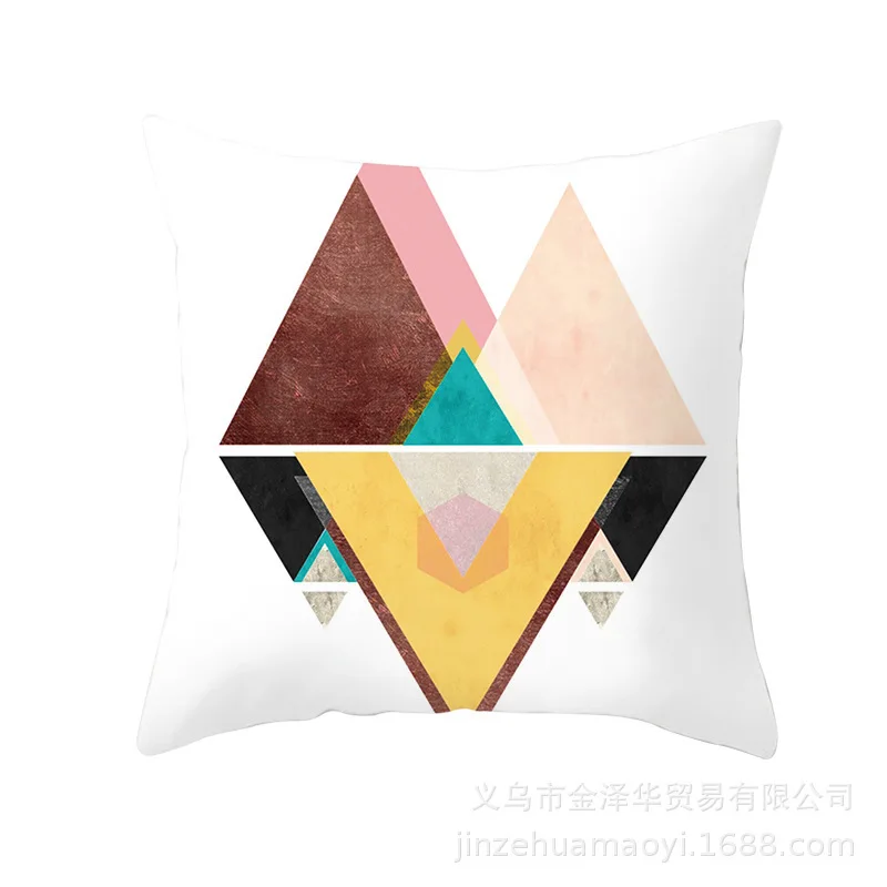 Modern Concise Pillow Cover Case Office Cushion Set Pink Colour Geometry Printing Decoration Home Furnishing Articles - Цвет: 4