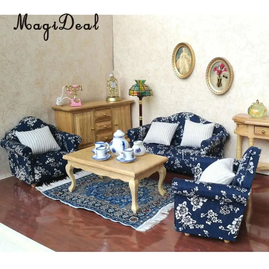 1/12 Puppenhausmöbel Mini Sofa Couch Kissen Kit für Puppenstube Dekoration 