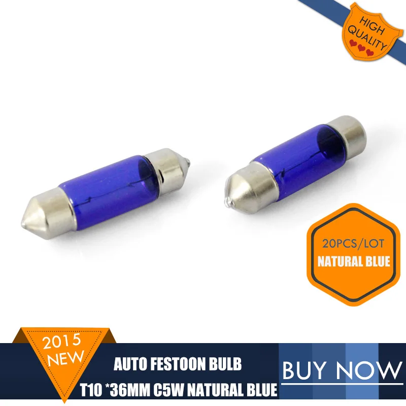 

Festoon C5W 12V 5W SV8.5 Natural Blue Car T10 36MM Bulb Super White Light Xenon Auto Miniature Bulb 20PCS/LOT