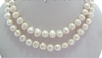 

shipping> >>>Elegant 32" 12mm white freshwater pearls necklace a0075