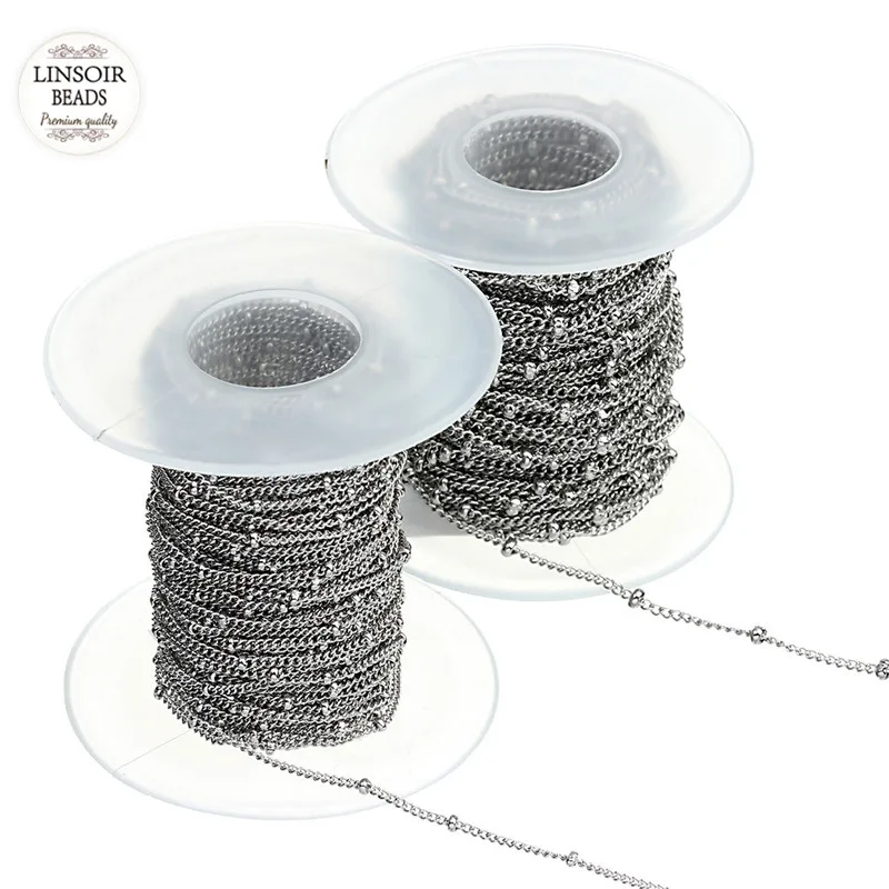 

10Yard/Roll 2mm 3mm Width Silver Tone Stainless Steel Metal Twisted Cuban Curb Chain for Necklaces Bracelets Foot Jewelry Making
