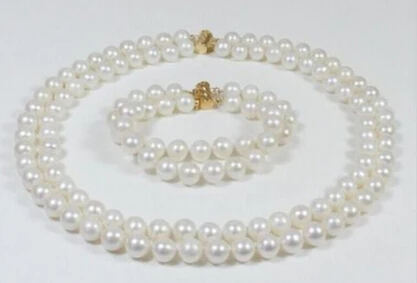 

hot sell AAA 9-10MM WHITE PEARL NECKLACE + BRACEELET