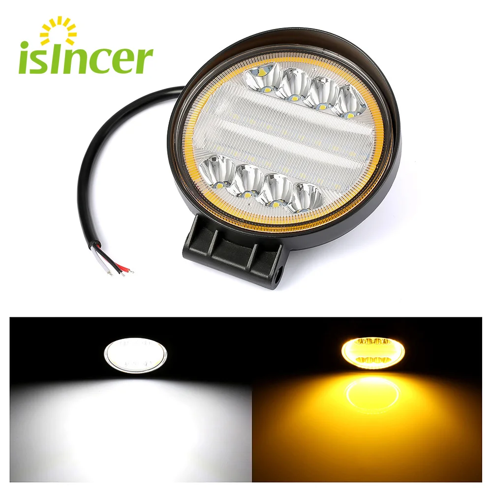 

4 inch 24LED Bar 72W LED Work Light 12V 24V Off Road Round LED Light Bar for 4x4 6000K LED Truck Fog Lamp White Yellow Light